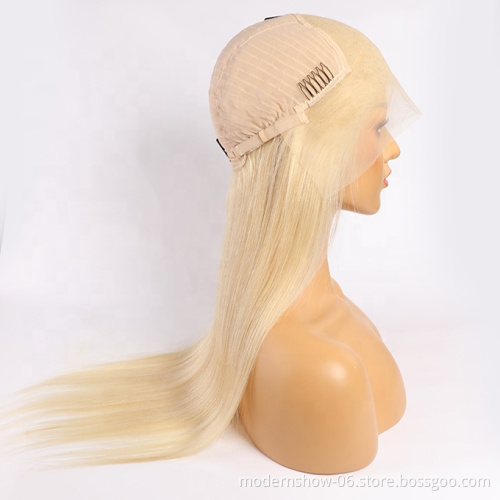 wholesale silky straight wave lace frontal wig virgin Hair Long 613 blonde color lace front wigs
